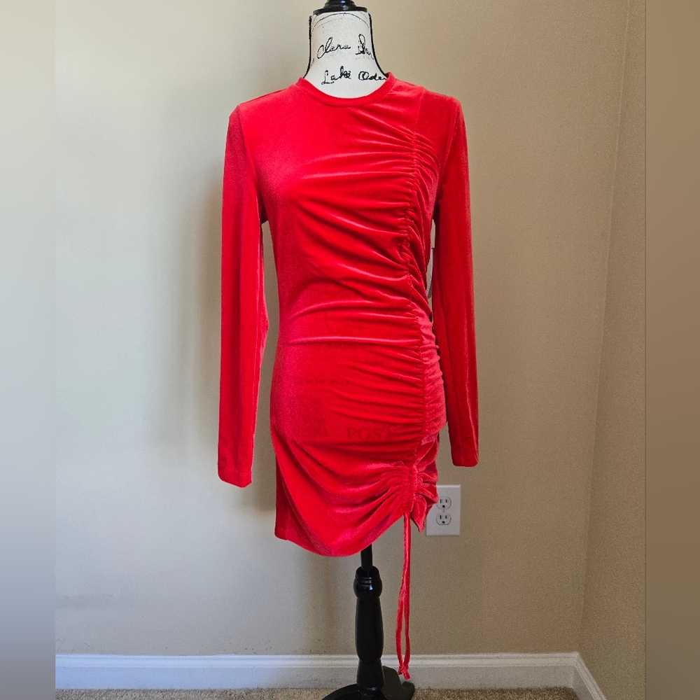 Juicy By Juicy Couture Red Velvet Mini Dress Womens M Ruched